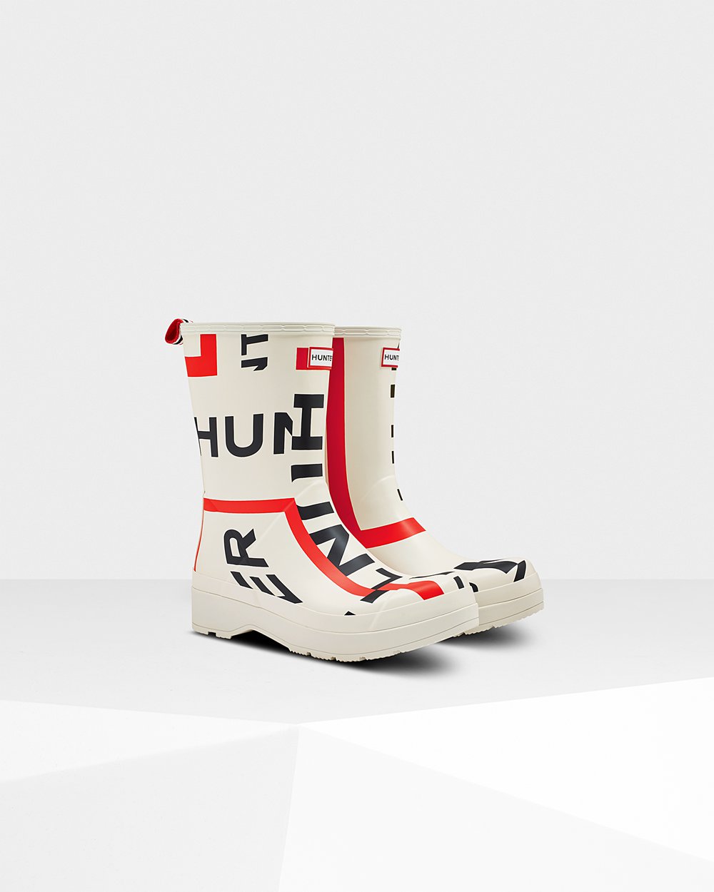 Men Hunter Original Mid-Height Exploded Logo Rain | Play Boots White | NZ-30276-XQBH